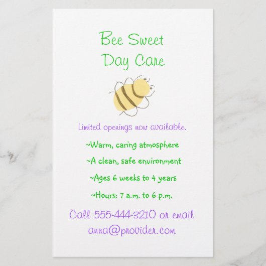 ハチのテーマの子供の保育チラシ チラシ (正面)