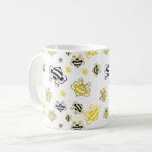 ハチのパターンの背景のスケッチ コーヒーマグカップ (正面左)