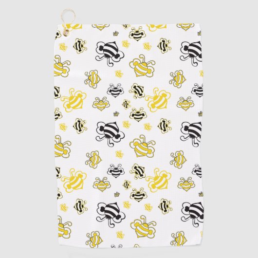 ハチのパターンの背景のスケッチ ゴルフタオル (正面)