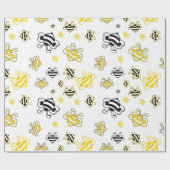 ハチのパターンの背景のスケッチ ラッピングペーパー (フラット)