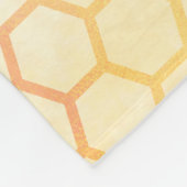 ハチのピンクの花模様黄色のハニカムモノグラム フリースブランケット (角)