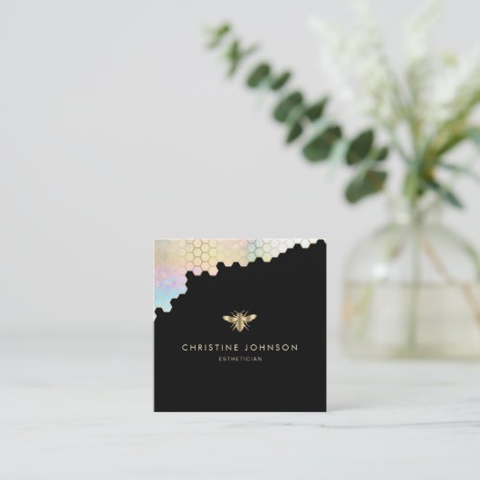 ハチのロゴ スクエア名刺 (スタンド正面)