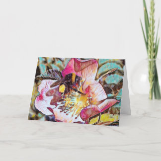 ハチの女王のローズオイルペイントの誕生日カード カード