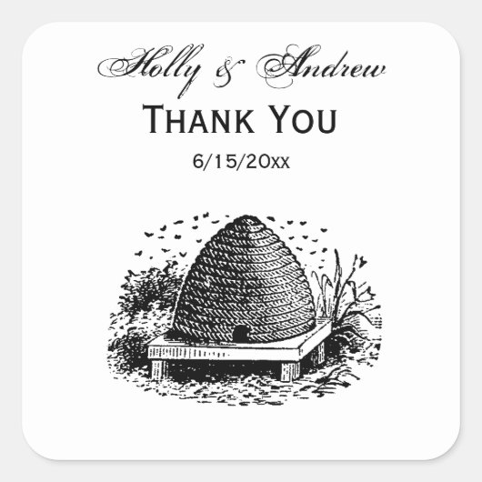 ハチの巣とハチ #1 ヘラルディック ヴィンテージ スクエアシール (正面)