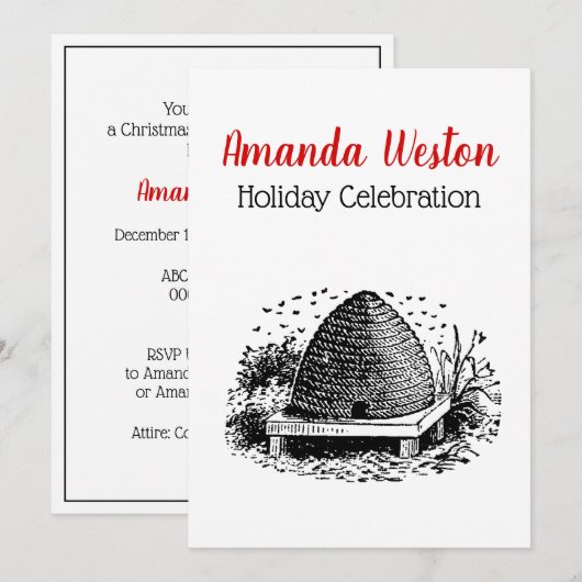 ハチの巣とハチ #1 ヘラルディック ヴィンテージ 招待状 (正面/裏面)