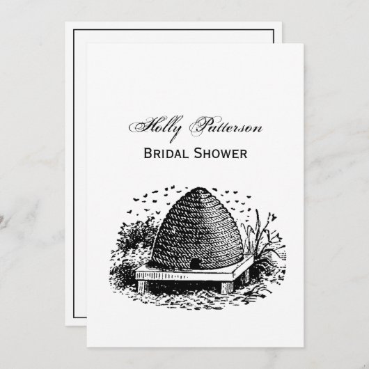 ハチの巣とハチ #1 ヘラルディック ヴィンテージ 招待状 (正面/裏面)