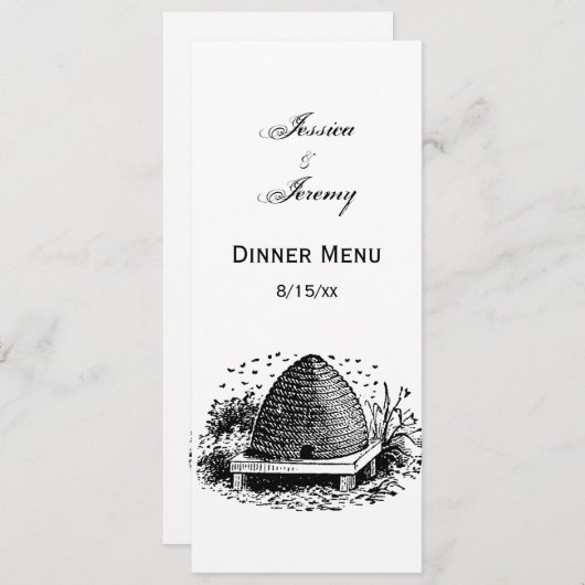 ハチの巣とハチ #1 ヘラルディック ヴィンテージ 招待状 (正面/裏面)