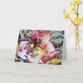 ハチの巣の上のハチの油彩画の誕生日カード カード (黄色い花)