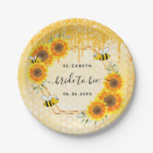 ハチの巣の金箔のひまわり ブライダルシャワー ペーパープレート (正面)