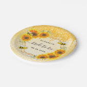 ハチの巣の金箔のひまわり ブライダルシャワー ペーパープレート (アングル)