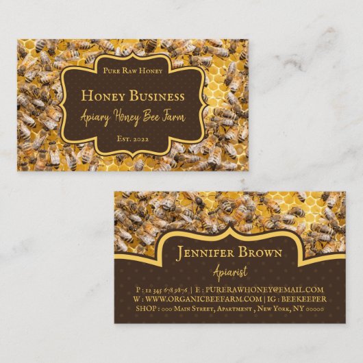 ハチの巣の飼育員ピューロー農場の養蜂場 名刺 (正面/裏面)