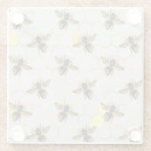 ハチの巣柄の黄色と金色 グレー ガラスコースター (裏面)