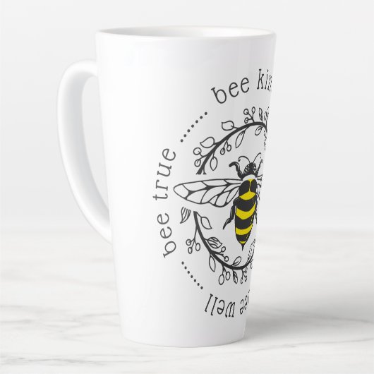 ハチの態度 カフェラテマグ (左アングル)