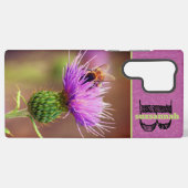 ハチの紫の蓼科の花のクローズアップ写真 SAMSUNG GALAXYケース (裏面横)