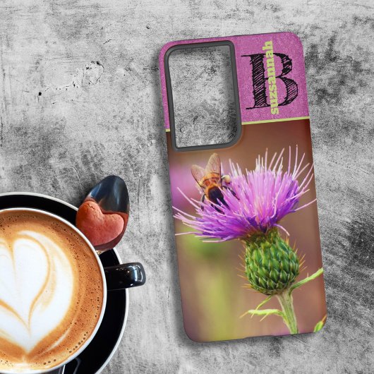 ハチの紫の蓼科の花のクローズアップ写真 SAMSUNG GALAXYケース