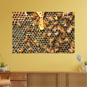 ハチの群れが蜂の巣状に群がる キャンバスプリント (インサイチュ (リビング))