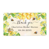 ハチの花束とウェディングシャワーの黄色の感謝 ラベル (正面)
