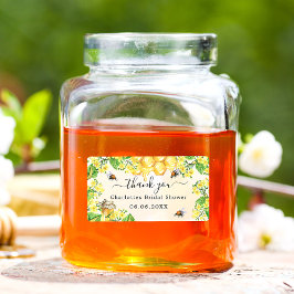 ハチの花束とウェディングシャワーの黄色の感謝 ラベル