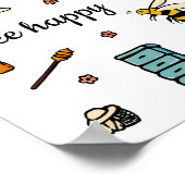 ハチの親切で幸せなかわいいハチの言葉アート ポスター (角)