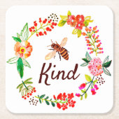 ハチの親切なフローラ スクエアペーパーコースター (正面)