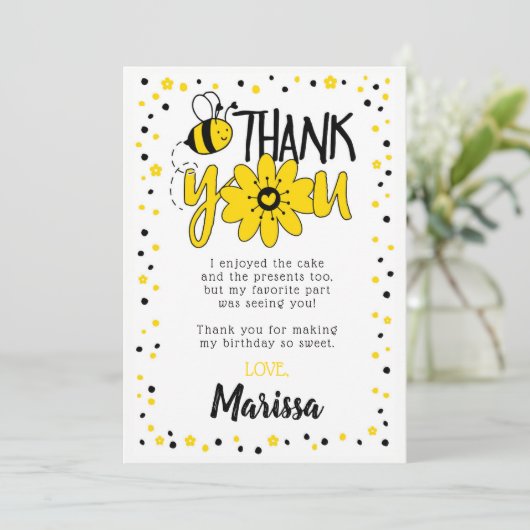 ハチの誕生日お礼カード 招待状 (スタンド正面)