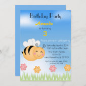 ハチの誕生日パーティー招待状 招待状 (正面/裏面)