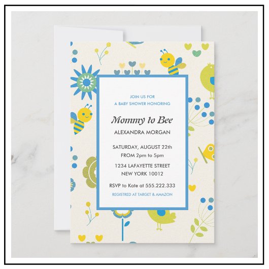 ハチの赤ちゃんのシャワー招待状 ママになる フローラル 招待状