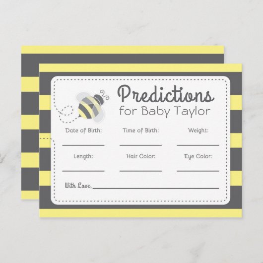 ハチの赤ちゃん歓迎会予測 黄色と黒 インビテーションポストカード (正面/裏面)