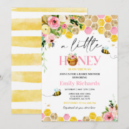 ハチの赤ちゃん歓迎会 ピンク あと少しでハチの赤ちゃんがやってくる 招待状