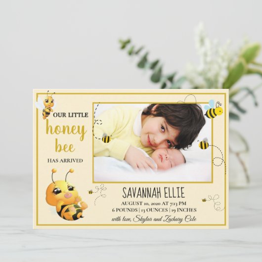 ハチの赤ちゃん誕生発表 招待状 (スタンド正面)