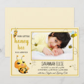 ハチの赤ちゃん誕生発表 招待状 (正面/裏面)