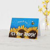 ハチの通り道ひまわり - 100歳 カード (黄色い花)