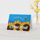 ハチの通り道ひまわり - 92歳 カード (黄色い花)