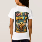 ハチの魔法: かわいいアニメハチ Tシャツ (裏面)