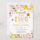 ハチをテーマにした2歳の誕生日招待状 招待状 (正面)