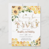 ハチをテーマにした2歳の誕生日招待状 招待状 (正面)