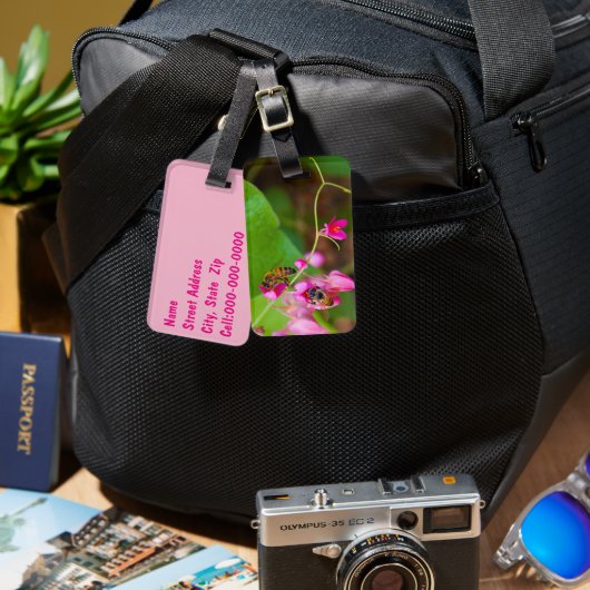 ハチオンコーラルつる植物フラワーズ写真 ラゲッジタグ (正面&裏面)