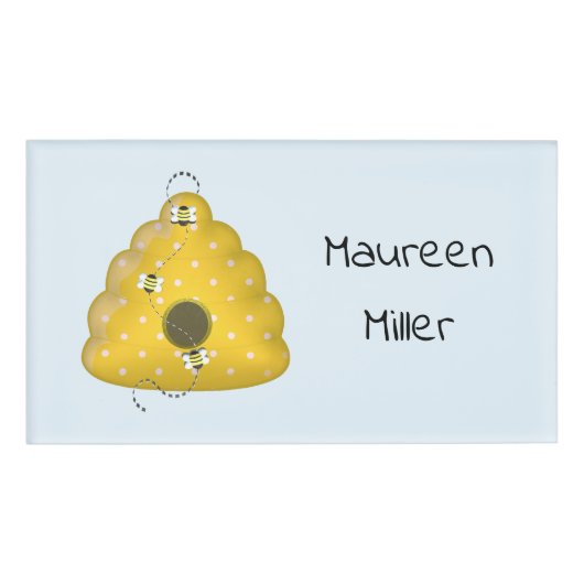 ハチカッコいい巣角形付き 名札 (正面)