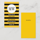 ハチストライプの黄と黒にモノグラム 名刺 (正面/裏面)