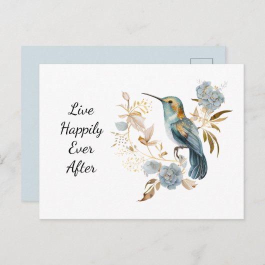 ハチドリあじさい花 ポストカード (正面/裏面)