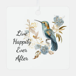 ハチドリあじさい花 メタルオーナメント