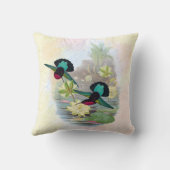ハチドリおよびスイレンの屋内枕16x16 クッション (裏面)