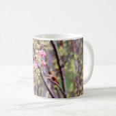 ハチドリおよびピンクの花 コーヒーマグカップ (正面右)