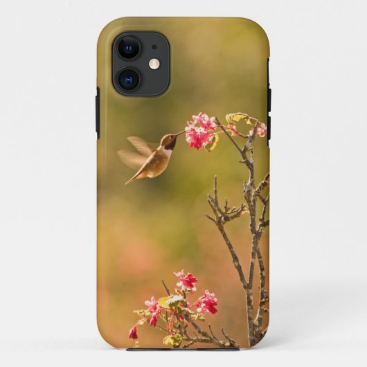 ハチドリおよびピンクの花 Case-Mate iPhoneケース (裏面)