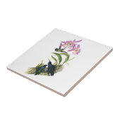 ハチドリおよびピンクの蘭 タイル (側面)