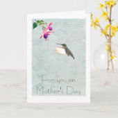 ハチドリおよび明るい赤紫色の母の日カード カード (黄色い花)