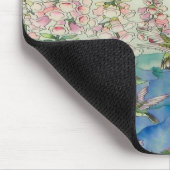 ハチドリおよび花のステンドグラスWOW マウスパッド (コーナー)