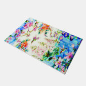 ハチドリおよび花の景色 ドアマット (アングル)
