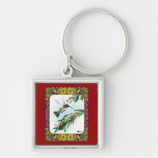 ハチドリおよび花#4 キーホルダー (正面)