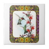 ハチドリおよび花#5 タイル (正面)